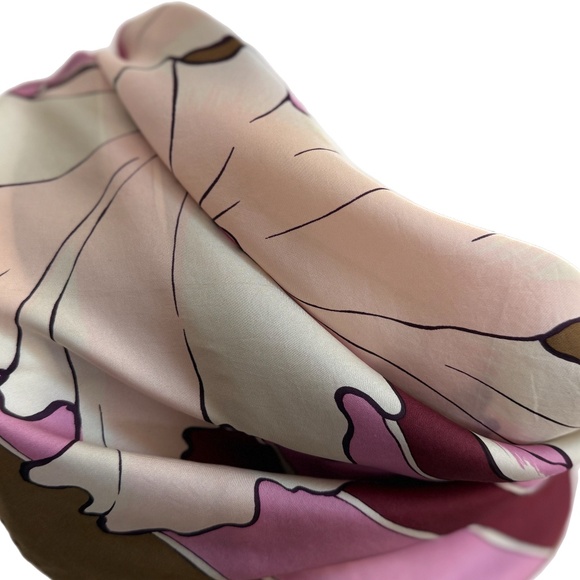 C’est Bien Japan Vintage Silk Scarf 🇯🇵– 1970s Floral Art Deco Print - Picture 5 of 8